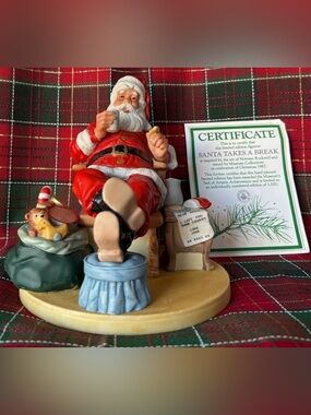 Museum Collections, Inc. “Santa Takes A Break” Bisque Porcelain Figurine
